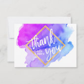 Moderne Wasserfarbe Blau Lila Türkis DANK Dankeskarte (Vorderseite)