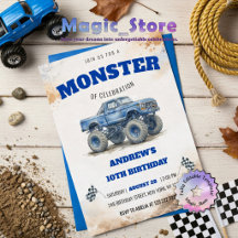 Moderne Wasserfarbe Blau Monster Truck Jungen Gebu