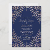 Moderne Wasserfarbe Blau Rosa Botanische Hochzeit Einladung (Vorderseite)