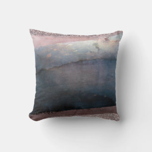 Moderne Wasserfarbe Blau & Roségold Rosa Erröten G Kissen