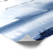 Moderne Wasserfarbe | Blaue Gastgeschenke Hochzeit Poster (Ecke)