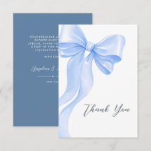 Moderne Wasserfarbe Blaue Schleife Baby Shower 