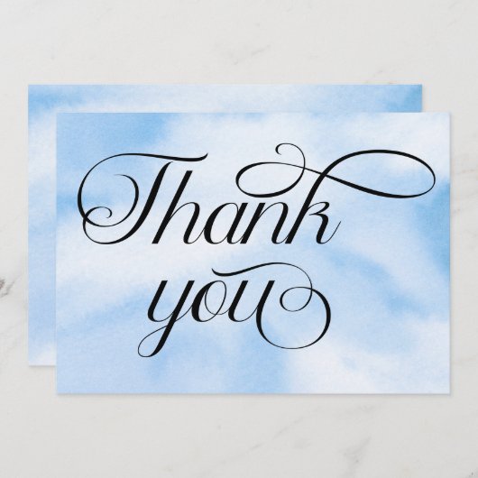 Moderne Wasserfarbe Blue Cloud Nine Baby Dusche Dankeskarte (Vorne/Hinten)