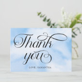 Moderne Wasserfarbe Blue Cloud Nine Baby Dusche Dankeskarte (Stehend Vorderseite)