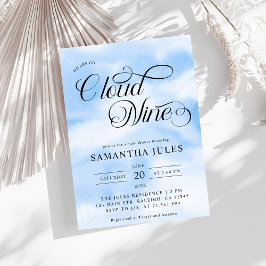 Moderne Wasserfarbe Blue Cloud Nine Baby Dusche Einladung