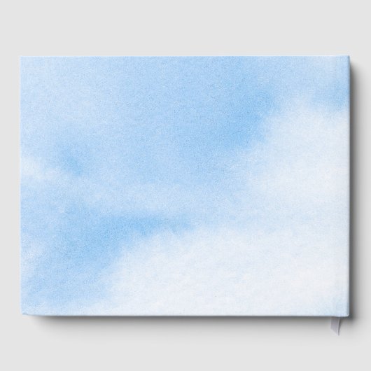 Moderne Wasserfarbe Blue Cloud Nine Baby Dusche Gästebuch (Rückseite)