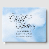 Moderne Wasserfarbe Blue Cloud Nine Baby Dusche Gästebuch (Vorderseite)