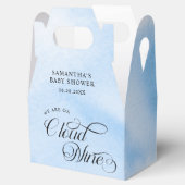 Moderne Wasserfarbe Blue Cloud Nine Baby Dusche Geschenkschachtel (Geöffnet)
