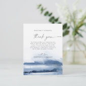 Moderne Wasserfarbe | Blue Dankeschön Empfang Card Postkarte (Stehend Vorderseite)