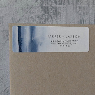 Moderne Wasserfarbe   Blue Return Address Label