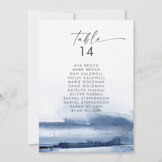 Moderne Wasserfarbe | Blue Seekartenkarten (Rückseite)