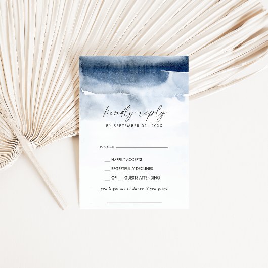 Moderne Wasserfarbe | Blue Song Request RSVP Card Karte