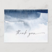 Moderne Wasserfarbe | Blue Vielen Dank Postcard Postkarte (Vorderseite)