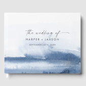 Moderne Wasserfarbe | Blue Wedding Guest Book Gästebuch (Vorderseite)