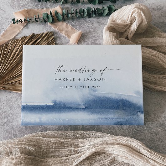 Moderne Wasserfarbe | Blue Wedding Guest Book Gästebuch