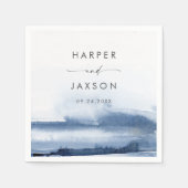 Moderne Wasserfarbe | Blue Wedding Napkins Serviette (Vorderseite)