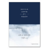 Moderne Wasserfarbe | Blue Wedding Platzkarten Tischnummer (Vorderseite)