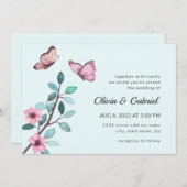 Moderne Wasserfarbe. Blühende Gartenhochzeit Einladung (Vorne/Hinten)