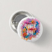 Moderne Wasserfarbe Blumenstrauß Blumenmädchen Button (Vorne & Hinten)