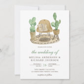 Moderne Wasserfarbe Boho Cactus Wedding Einladung (Vorderseite)
