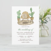 Moderne Wasserfarbe Boho Cactus Wedding Einladung (Stehend Vorderseite)