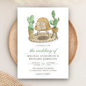 Moderne Wasserfarbe Boho Cactus Wedding Einladung