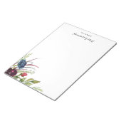 Moderne Wasserfarbe Burgund Blaue Flora Notizblock (angewinkelt)