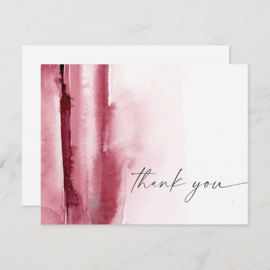Moderne Wasserfarbe | Burgundy Danke-Card Dankeskarte (Vorne/Hinten)
