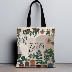 Moderne Wasserfarbe Crazy Pflanze Lady Houseplant Tasche