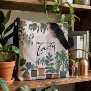 Moderne Wasserfarbe Crazy Pflanze Lady Houseplant Tragetaschen Mit Langen Trägern