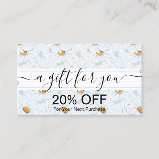 Moderne Wasserfarbe Daisy Floral Rabattkarte (Vorderseite)