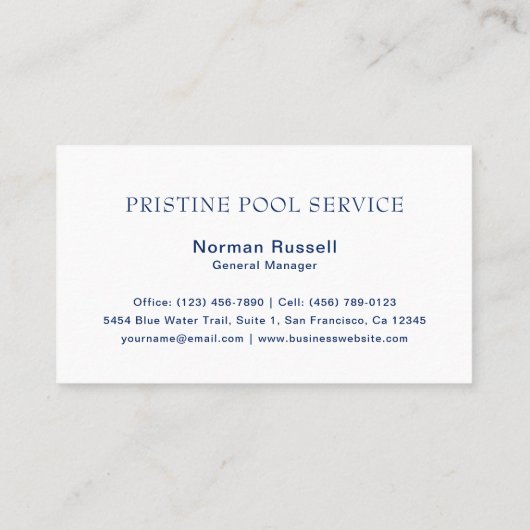 Moderne Wasserfarbe Einfaches Navy Blau Visitenkarte (Rückseite)