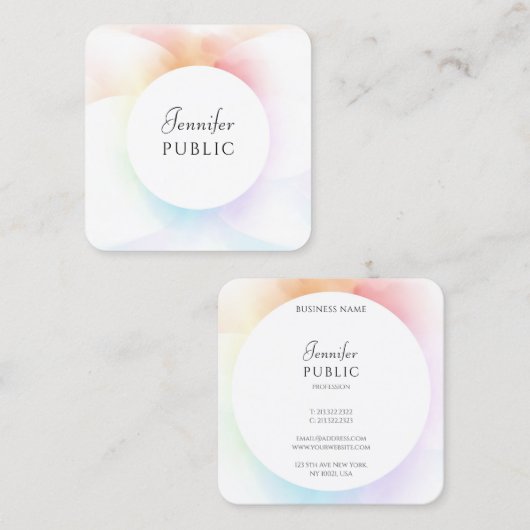 Moderne Wasserfarbe Elegantes Skript Trendy Templa Quadratische Visitenkarte (Vorne/Hinten)