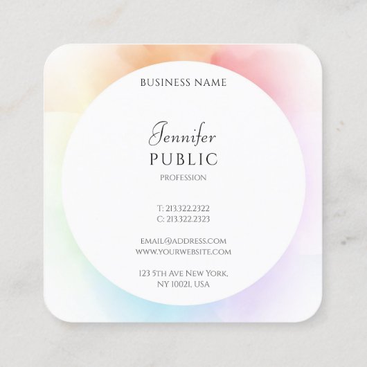 Moderne Wasserfarbe Elegantes Skript Trendy Templa Quadratische Visitenkarte (Rückseite)