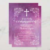 Moderne Wasserfarbe Erste heilige Kommune Einladun Einladung (Vorne/Hinten)