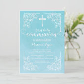 Moderne Wasserfarbe Erste heilige Kommune Einladun Einladung (Stehend Vorderseite)