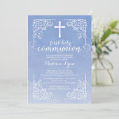 Moderne Wasserfarbe Erste heilige Kommune Einladun Einladung (Stehend Vorderseite)