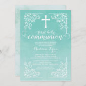 Moderne Wasserfarbe Erste heilige Kommune Einladun Einladung (Vorne/Hinten)