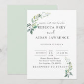 Moderne Wasserfarbe Eukalyptus Blätter Grün Einladung (Vorne/Hinten)