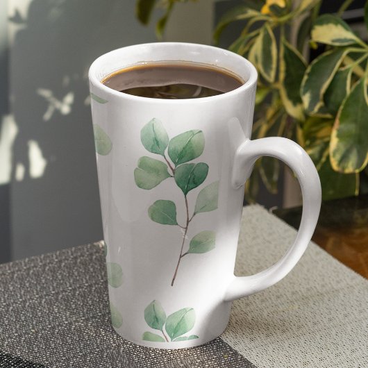 Moderne Wasserfarbe-Eukalyptus-Grün-Muster Milchtasse