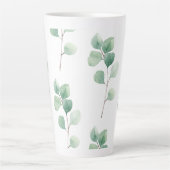 Moderne Wasserfarbe-Eukalyptus-Grün-Muster Milchtasse (Vorderseite)