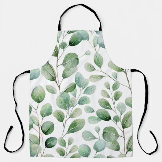 Moderne Wasserfarbe Eukalyptus Grünes Schürze (Vorderseite)