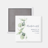 Moderne Wasserfarbe-Eukalyptus-Script-Hochzeit Magnet (Vorderseite/Rückseite)