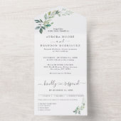 Moderne Wasserfarbe Eukalyptusblätter Grün All In One Einladung (Innen Boden)