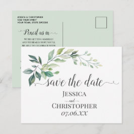 Moderne Wasserfarbe Eukalyptusblätter Grün Ankündigungspostkarte