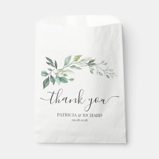 Moderne Wasserfarbe Eukalyptusblätter Grün Geschenktütchen (Vorderseite)