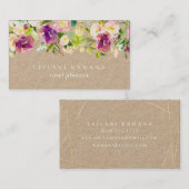 Moderne Wasserfarbe Floral rustikale Kraft Visitenkarte (Vorne/Hinten)