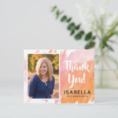 Moderne Wasserfarbe | Foto Abschluss Vielen Dank Postkarte (Stehend Vorderseite)