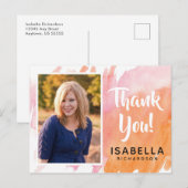 Moderne Wasserfarbe | Foto Abschluss Vielen Dank Postkarte (Vorne/Hinten)