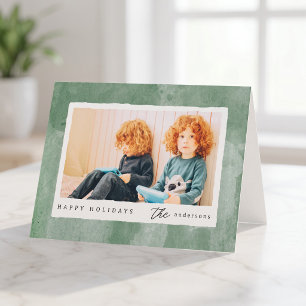 Moderne Wasserfarbe Frohe Feiertage Familienfoto Feiertagskarte